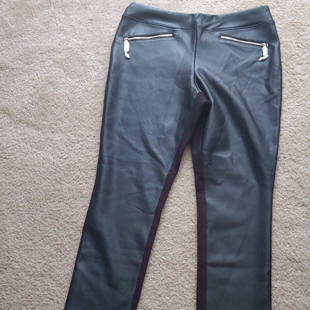 Belle by Kim Gravel Black Faux Leather Leggings